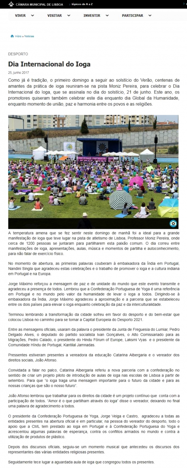Website of the City Hall of Lisbon