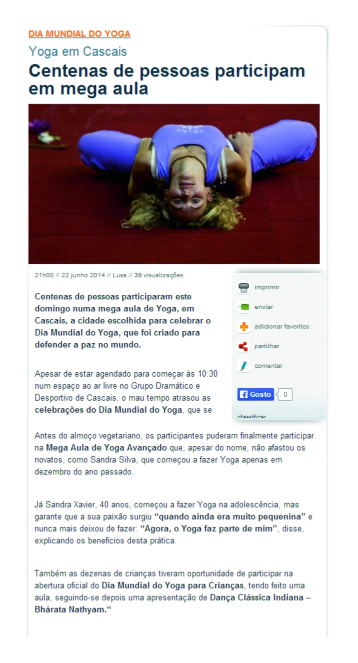 Imprensa - Dia Internacional do Yoga 2014